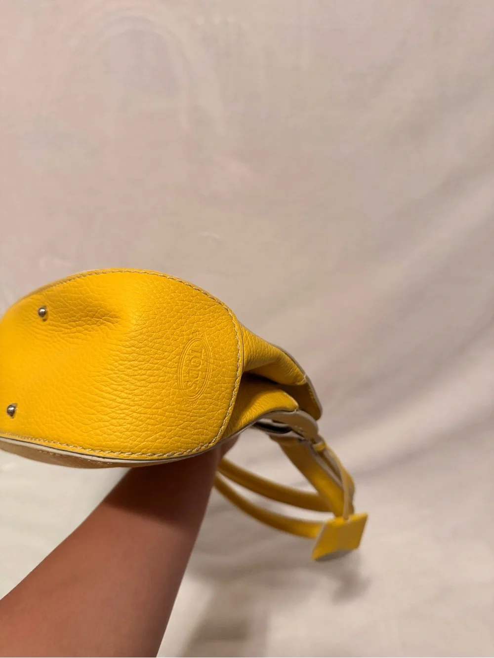 Tod's Miky Yellow Pebbled Leather Top Handle Shoulder Bag